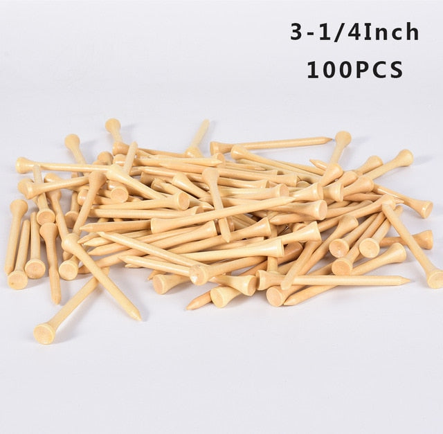 Biodegradable & 100% Compostable Bamboo Golf Tees - 100Pcs